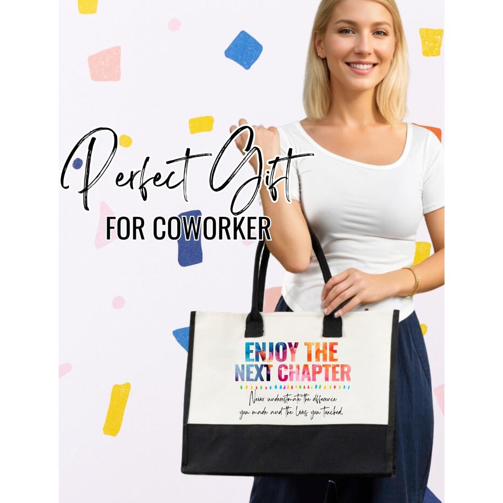 Farewell Gifts Coworkers Canvas Tote Bag With Top Zier Closure And :') - Picture 2 of 7